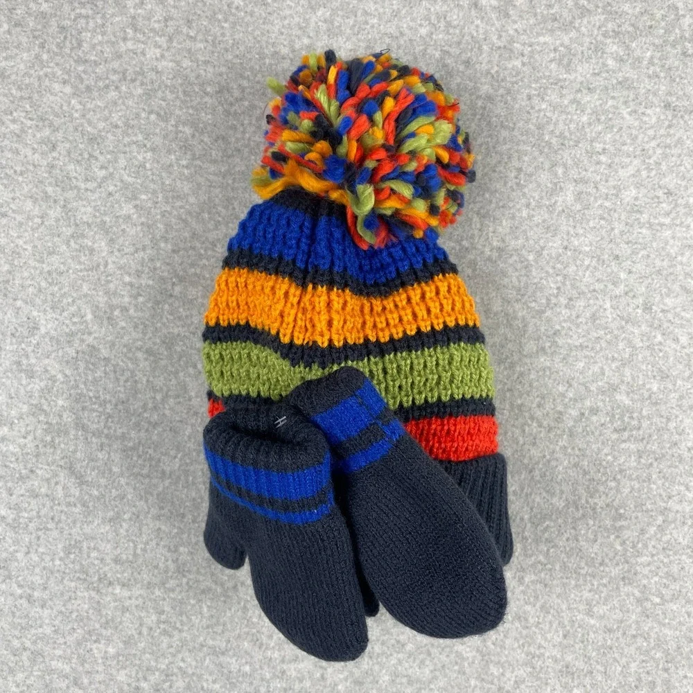 The Childrens Place Beanie Mitten Set Kids 4T-5T Dinosaur Winter‎ Colorful NWT
